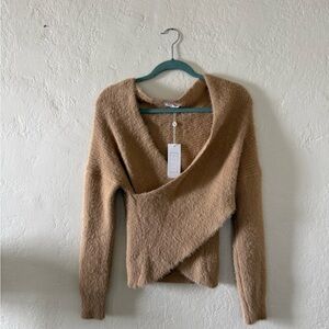 NWT SAGE Cozy Wrap Front Sweater - Camel (size Medium)